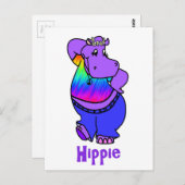 Carte postale d'hippopotame hippie "Hippe" (Devant / Derrière)