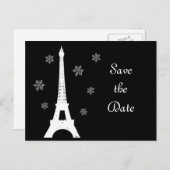Carte postale d'hiver à Paris pour annoncer une da (Devant / Derrière)