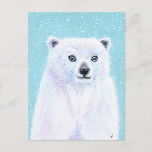 Carte postale d'hiver Blue Eyed Polar Bear (Devant)