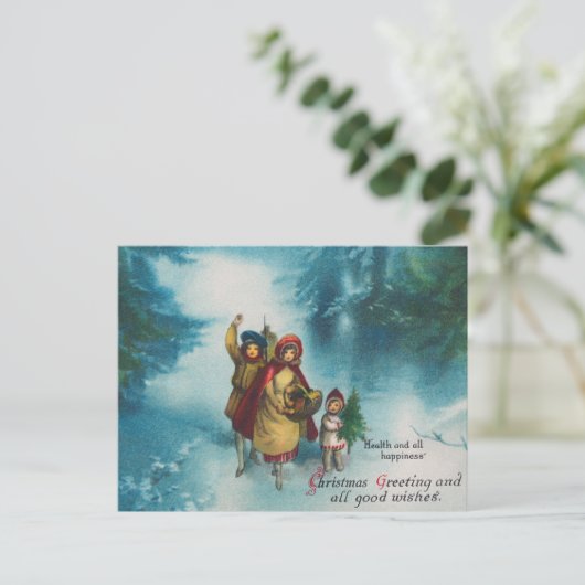 Carte postale d'hiver vintage (Debout devant)