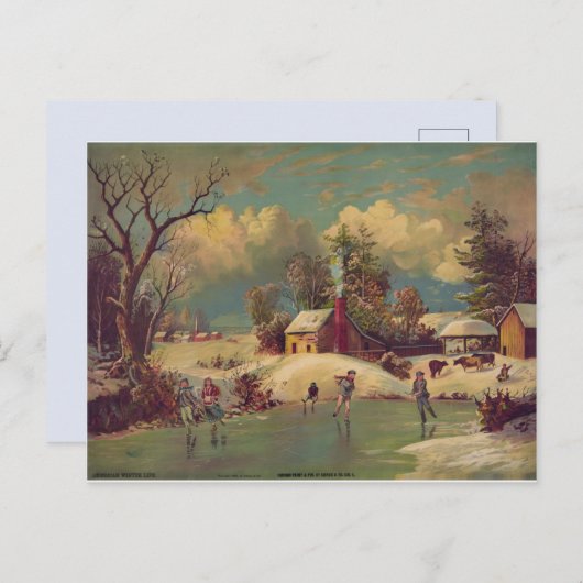 Carte postale d'hiver vintage (Devant / Derrière)