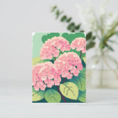 Carte postale d'hortensia rose (Debout devant)