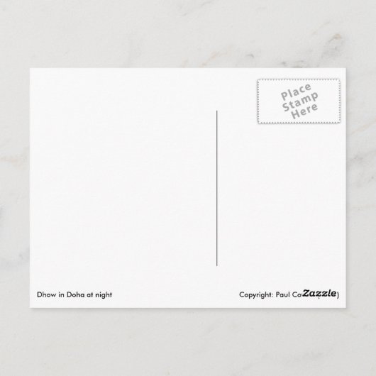 Carte Postale Dhow à Doha, la nuit (Dos)