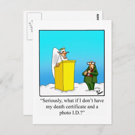 Carte postale d'humour céleste (Devant / Derrière)