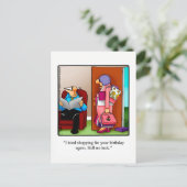 Carte postale d'humour d'anniversaire drôle (Debout devant)