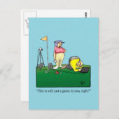 Carte postale d'humour hilarant sur le golf (Devant / Derrière)