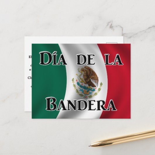 Carte Postale Día de la Bandera (Mexican Flag Day) (Devant/Arrière en situation)