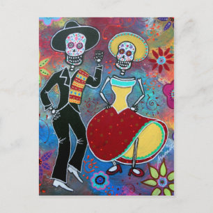 CARTE POSTALE DIA DE LOS MUERTOS BAILAR MARIACHI