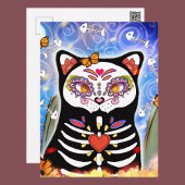 Carte Postale Dia De Los Muertos Chat Noir