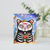 Carte Postale Dia De Los Muertos Chat Noir (Debout devant)