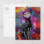 Carte Postale Dia de los Muertos Meow Cat par Prisarts (Devant / Derrière)