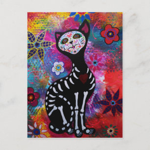 Carte Postale Dia de los Muertos Meow Cat par Prisarts
