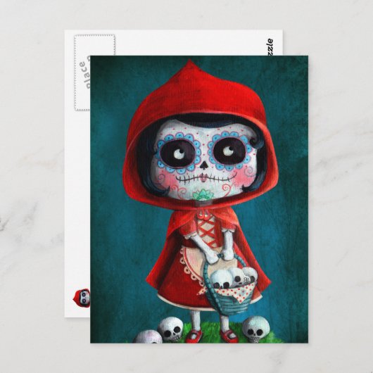 Carte Postale Dia de los Muertos Petit chaperon rouge (Devant / Derrière)