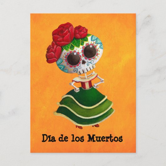 Carte Postale Dia de Muertos Mexicaine Miss Mort (Devant)