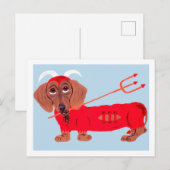 Carte Postale Diable Dachshund (Devant / Derrière)