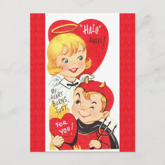 Carte postale Diable et Ange Valentine des années (Devant)