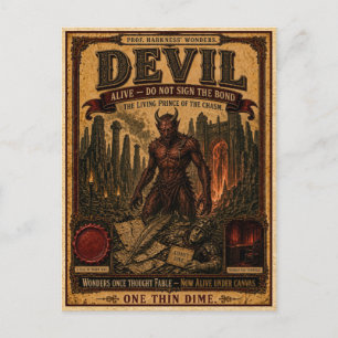 Carte Postale Diable, Monstre de Cirque Vintage