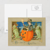 Carte Postale Diable Sorcière Jack O Lantern Démon (Devant / Derrière)