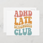Carte Postale Diagnostic tardif de TDAH Club Drôle Cadeau de Neu (Devant / Derrière)
