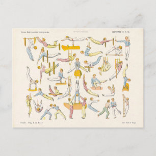 Carte Postale Diagramme de gymnastique vintage