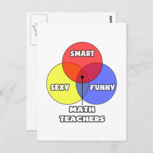Carte Postale Diagramme de Venn .. Enseignants en mathématiques (Devant / Derrière)