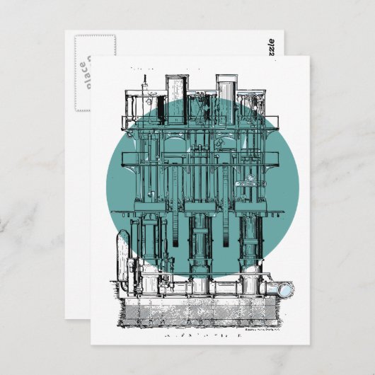 Carte Postale Diagramme des moteurs anciens (Devant / Derrière)
