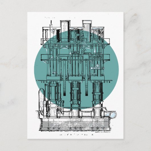 Carte Postale Diagramme des moteurs anciens (Devant)