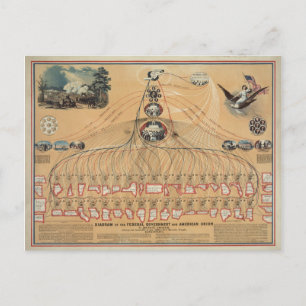 Carte Postale Diagramme vintage du gouvernement fédéral