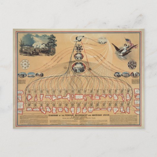 Carte Postale Diagramme vintage du gouvernement fédéral (Devant)