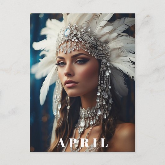 Carte Postale *~ DIAMANT Femme Boho AP53 ANNIVERSAIRE AVRIL (Devant)