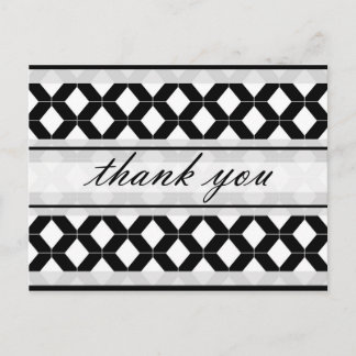 Carte Postale Diamant Lines Merci Damask noir et blanc