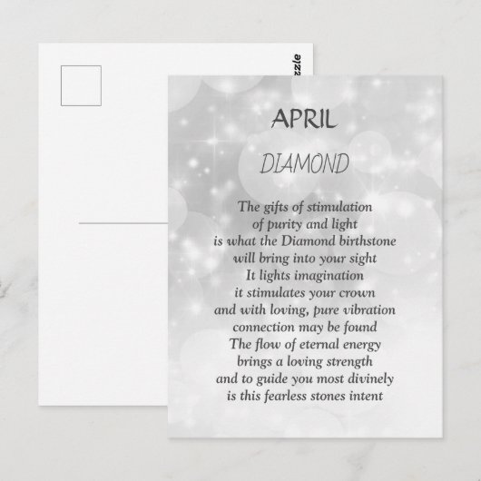 Carte Postale Diamant Pierre de Naissance d'Avril (Devant / Derrière)