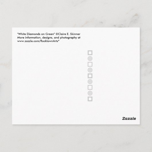 Carte Postale Diamants blancs sur vert (Dos)