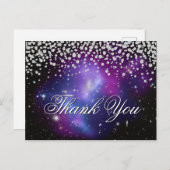 Carte Postale Diamants de Faux Sparkly Merci céleste violet (Devant / Derrière)