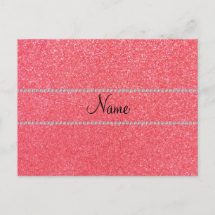 Carte Postale Diamants de parties scintillant rose nom personnal