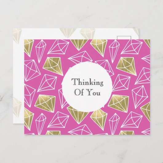 Carte Postale Diamants d'or rose Pensez à vous (Devant / Derrière)