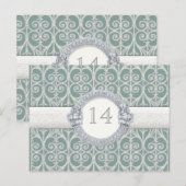 Carte Postale Diamants et dentelle, Numéro de siège de table Mar (Devant / Derrière)