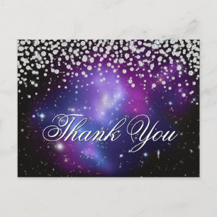 Carte Postale Diamants Faux Étincelants Merci Céleste Violet