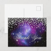 Carte Postale Diamants Faux Étincelants Violets Célestes Merci (Devant / Derrière)