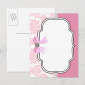 Carte Postale Diamants roses et perles Damas Invitation (Devant / Derrière)