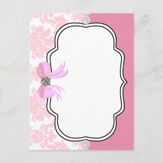 Carte Postale Diamants roses et perles Damas Invitation (Devant)