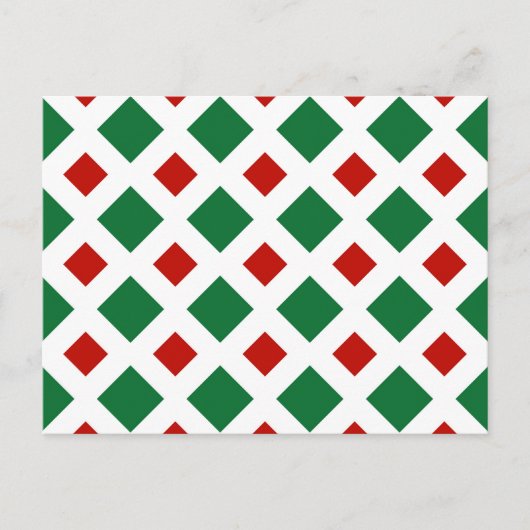 Carte Postale Diamants verts et rouges sur blanc (Devant)