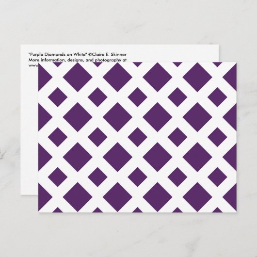 Carte Postale Diamants violets sur blanc (Devant / Derrière)