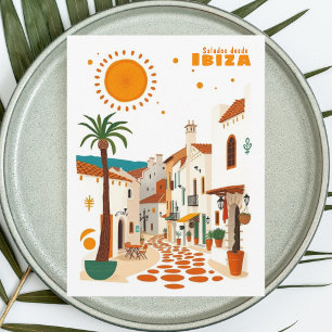 Carte postale d'Ibiza Espagne vacances blanc médit