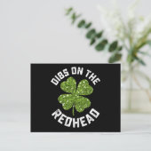 Carte Postale Dibs On The Redhead St Patrick's Day Shamrock (Debout devant)