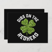 Carte Postale Dibs On The Redhead St Patrick's Day Shamrock (Devant / Derrière)