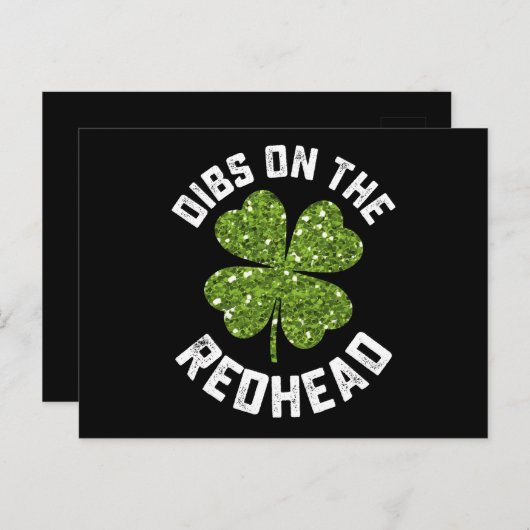 Carte Postale Dibs On The Redhead St Patrick's Day Shamrock (Devant / Derrière)