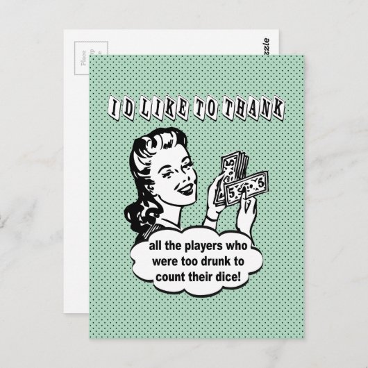 Carte Postale Dice Drôle - Je voudrais remercier (Devant / Derrière)