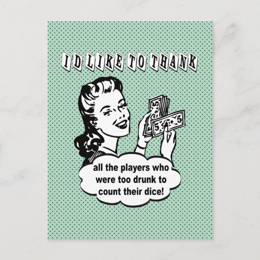Carte Postale Dice Drôle - Je voudrais remercier (Devant)