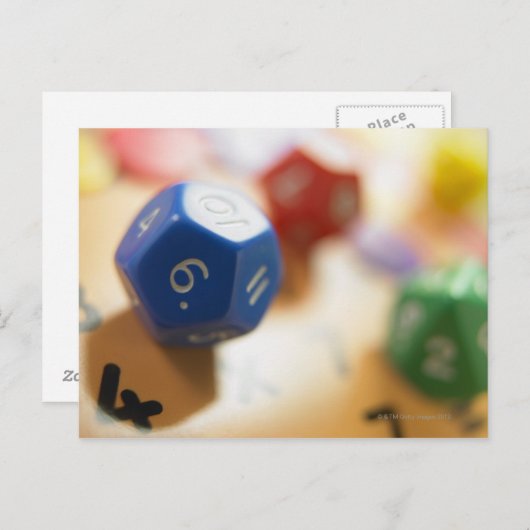 Carte Postale Dice sur le jeu de mathématiques (Devant / Derrière)